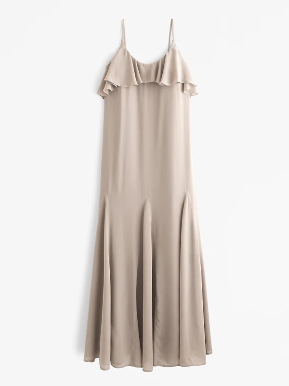 Abercrombie & Fitch Ruffle Maxi Dress Size Medium Taupe Tan Flowy Sleeveless